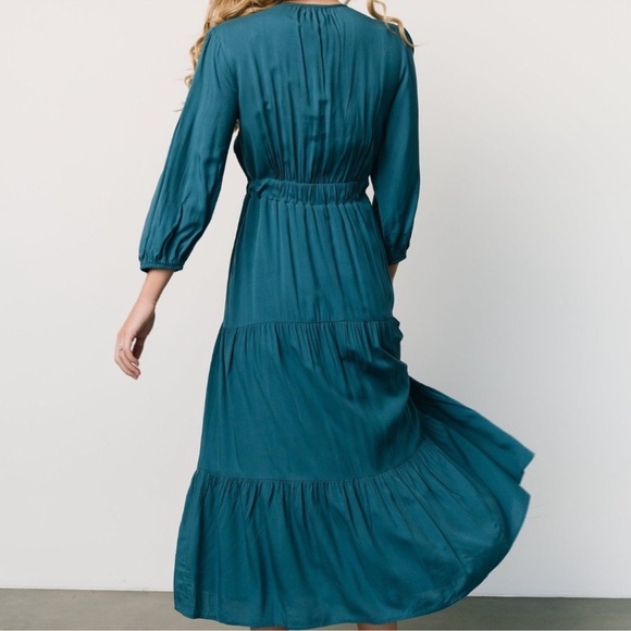 NEW Baltic Born Phillips Maxi Dress Persian Blue Medium Lined Tiered 3/4 Sleeves - Picture 9 of 16